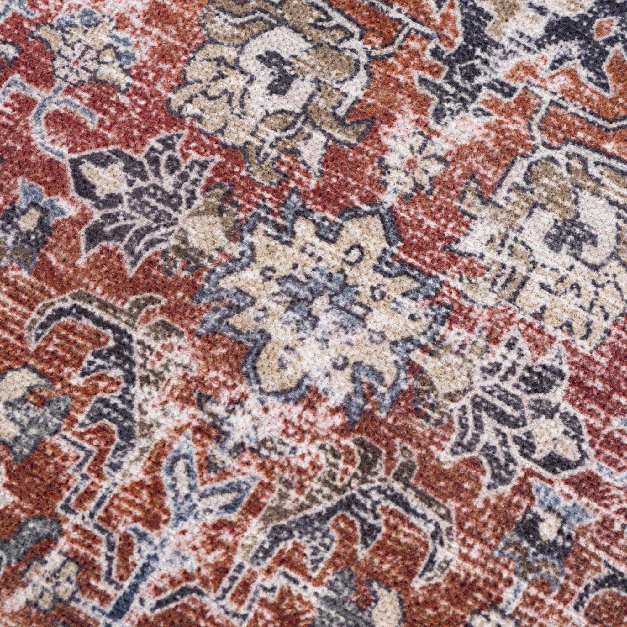 Burgundy Holi-2303 Washable Area Rug by Hauteloom