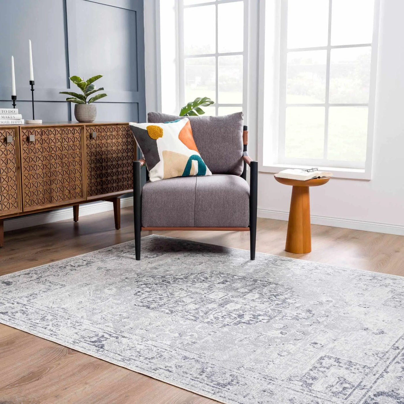 Akram Antrasit Flat Pile Washable Rug by Boutique Rugs