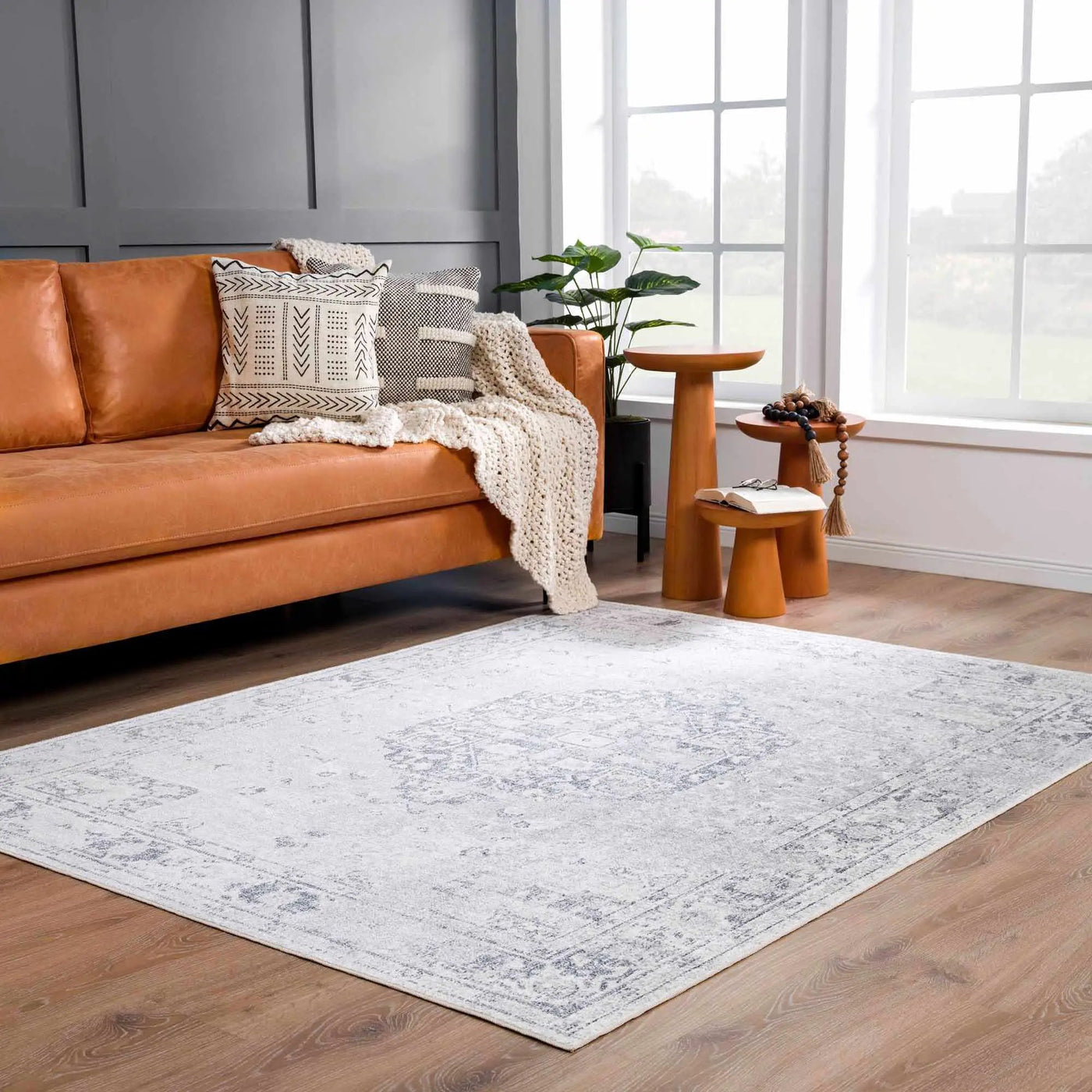 Akram Antrasit Flat Pile Washable Rug by Boutique Rugs