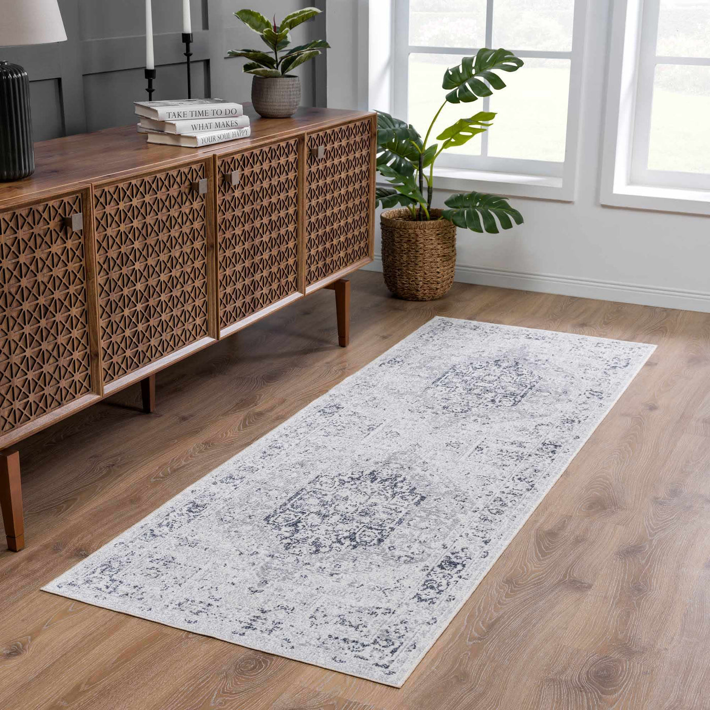 Akram Antrasit Flat Pile Washable Rug by Boutique Rugs