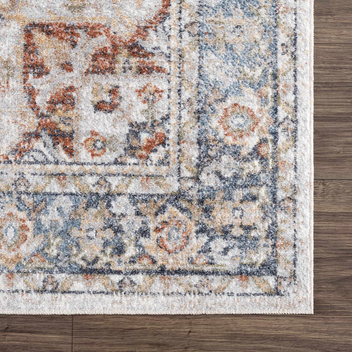 Akram Gray & Orange Washable Area Rug - Clearance by Boutique Rugs
