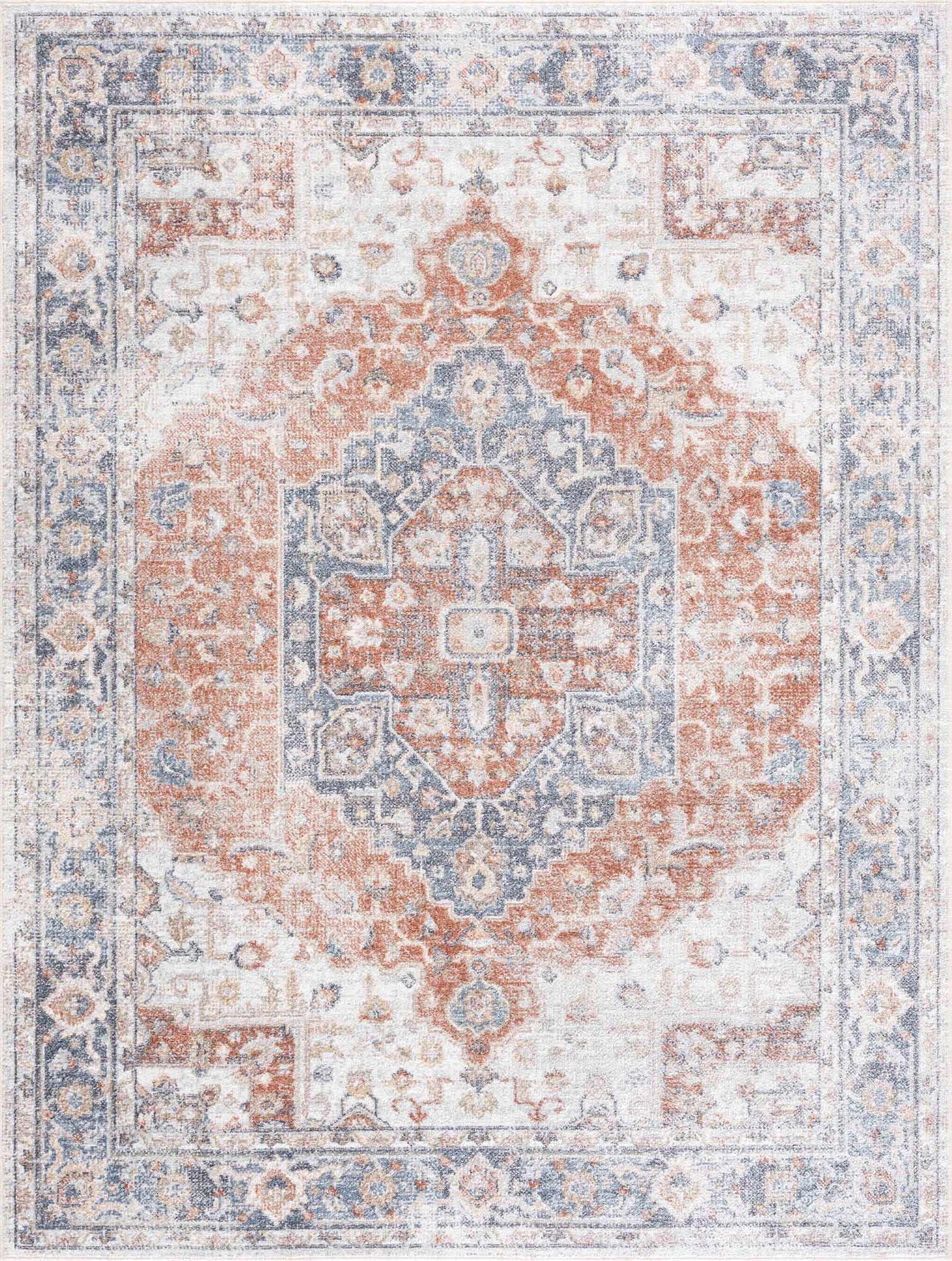 Akram Gray & Orange Washable Area Rug - Clearance by Boutique Rugs