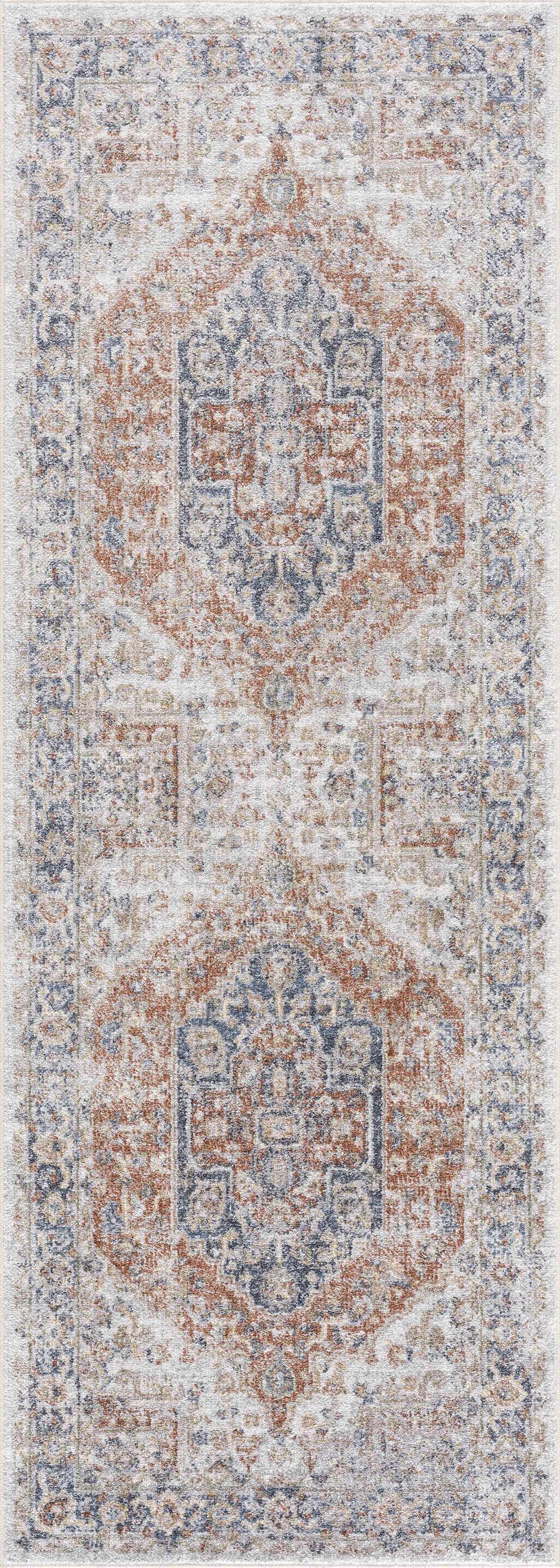 Akram Gray & Orange Washable Area Rug - Clearance by Boutique Rugs