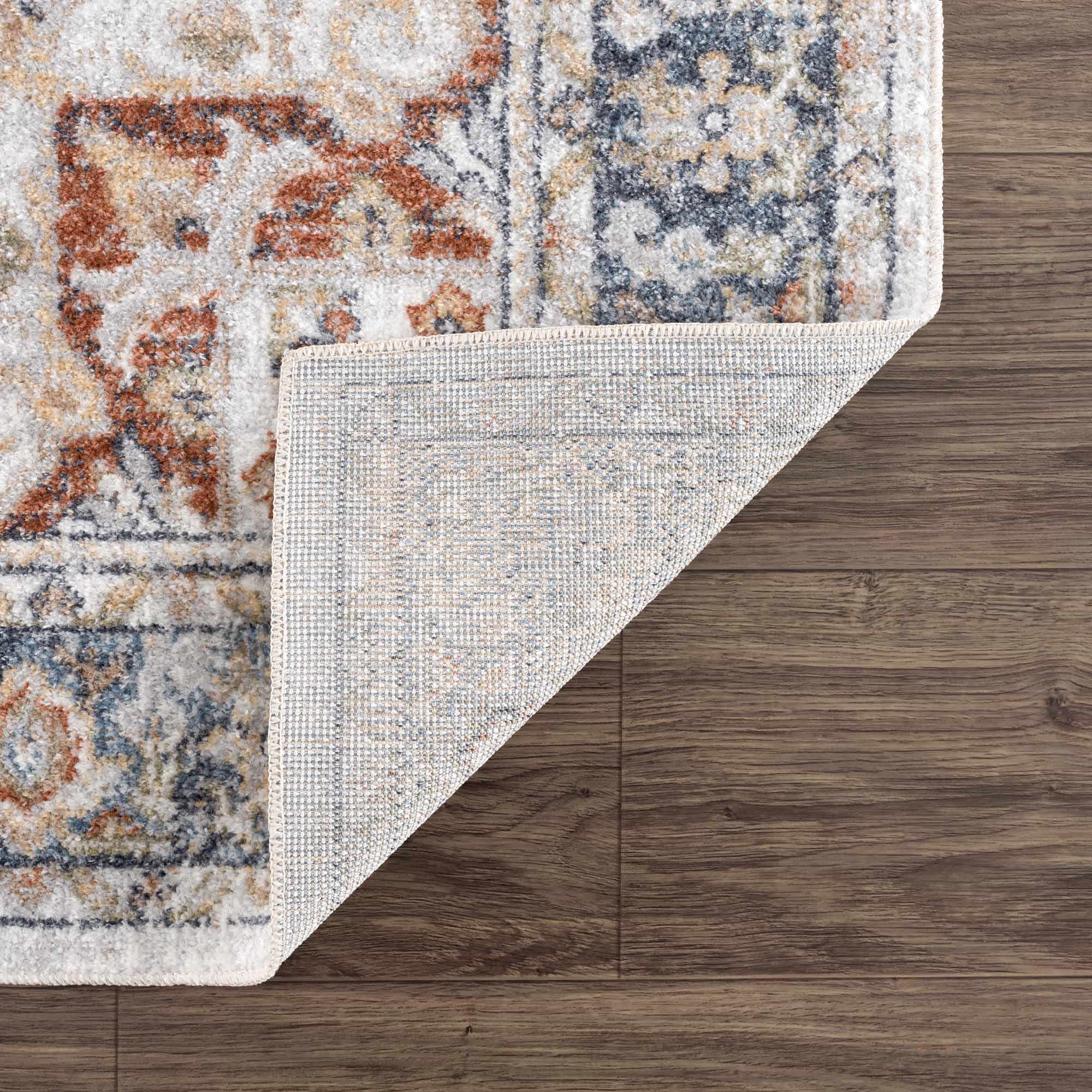 Akram Gray & Orange Washable Area Rug - Clearance by Boutique Rugs