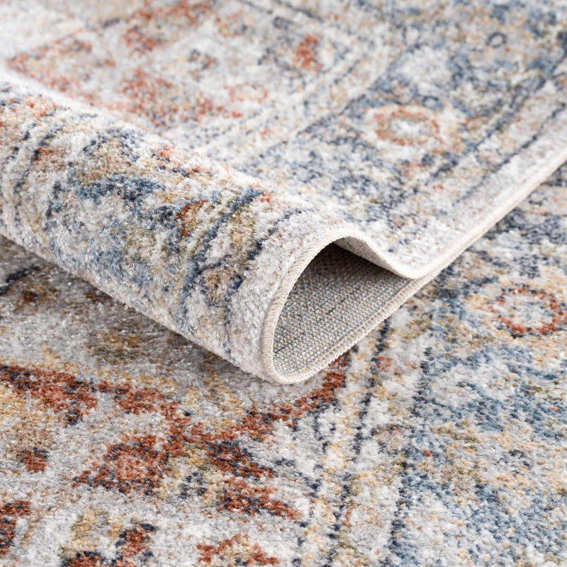 Akram Gray & Orange Washable Area Rug - Clearance by Boutique Rugs