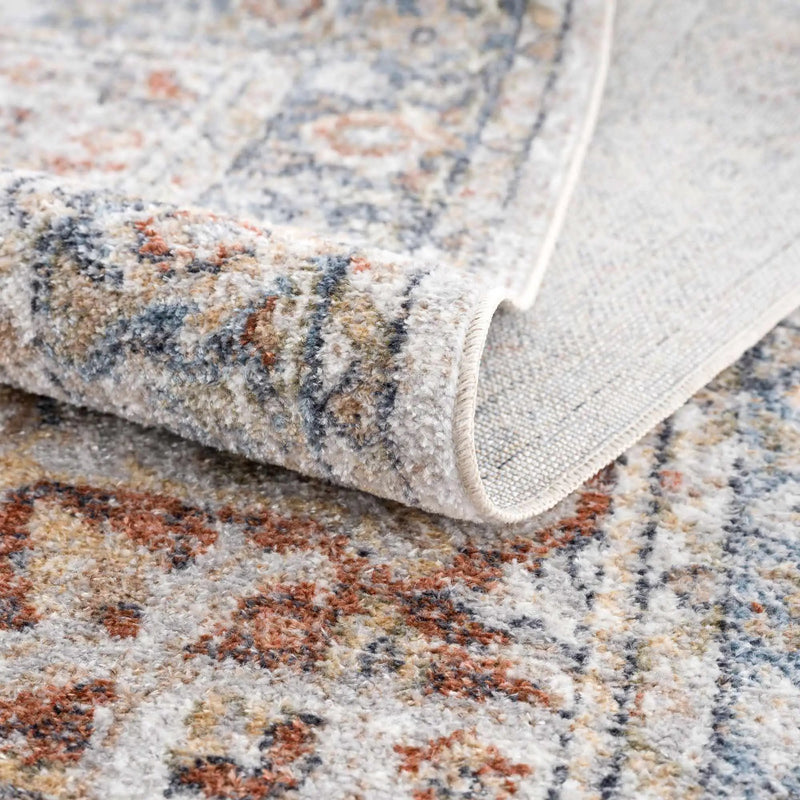 Akram Gray & Orange Washable Area Rug - Clearance by Boutique Rugs