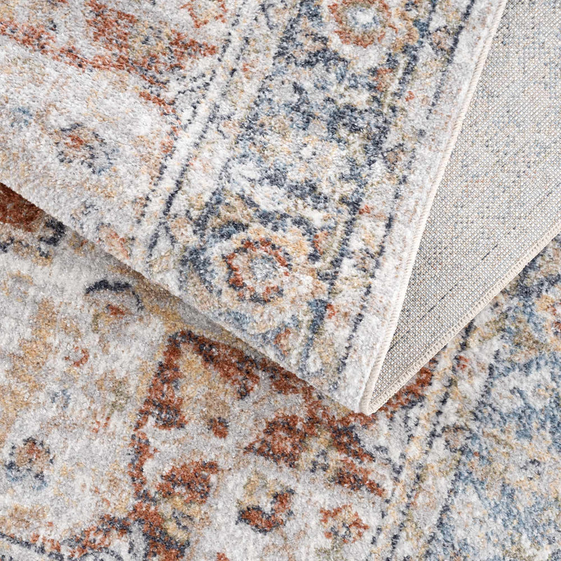 Akram Gray & Orange Washable Area Rug - Clearance by Boutique Rugs