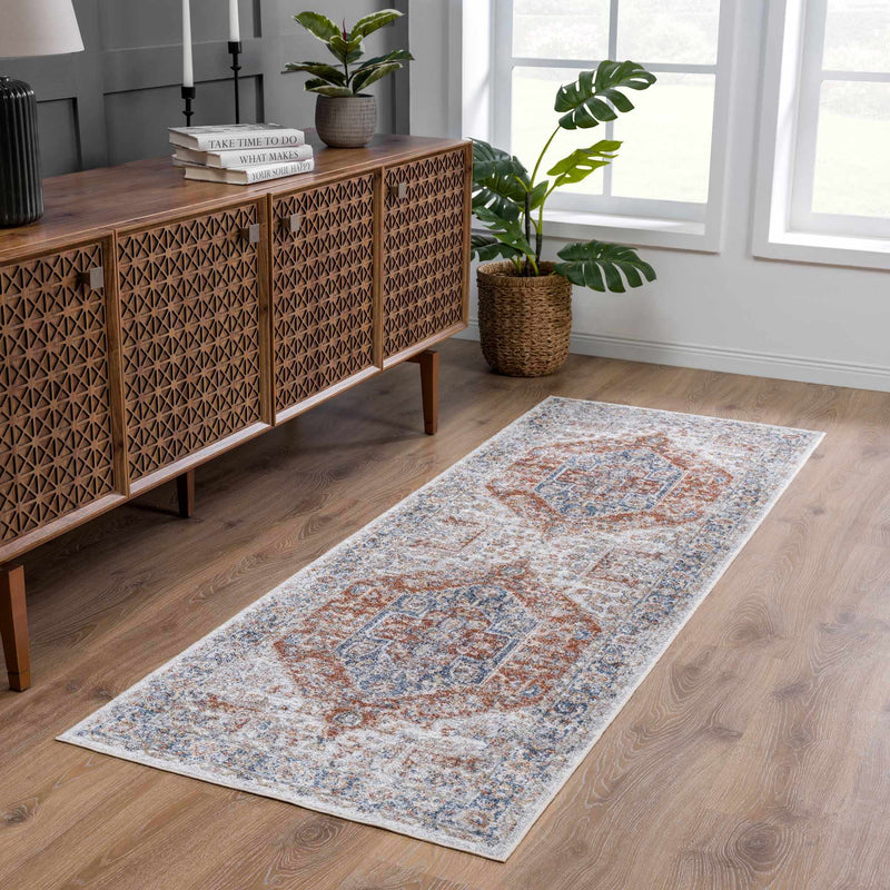 Akram Gray & Orange Washable Area Rug - Clearance by Boutique Rugs