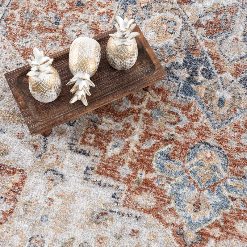 Akram Gray & Orange Washable Area Rug - Clearance by Boutique Rugs