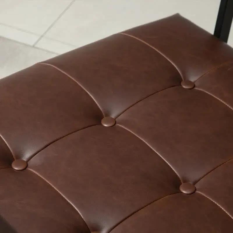 Retro Tufted Faux Leather Metal Frame Accent Chair - Brown by HomePacific