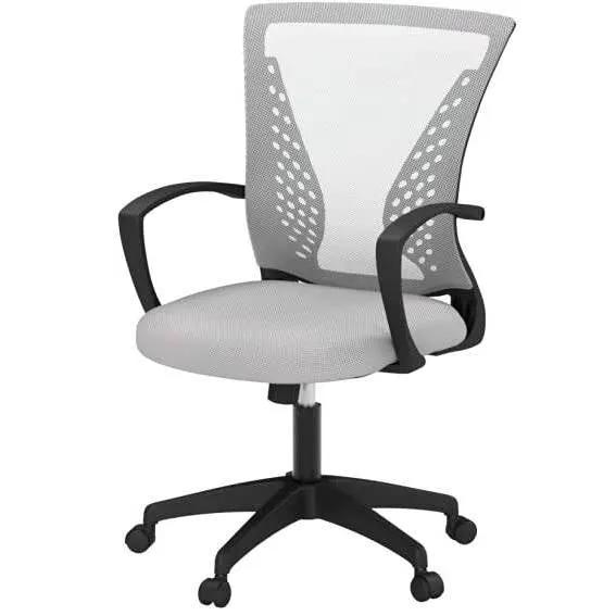 Gray Modern Mid-Back Ergonomic Mesh Office Desk Chair with Armrest on Wheels by HomePacific