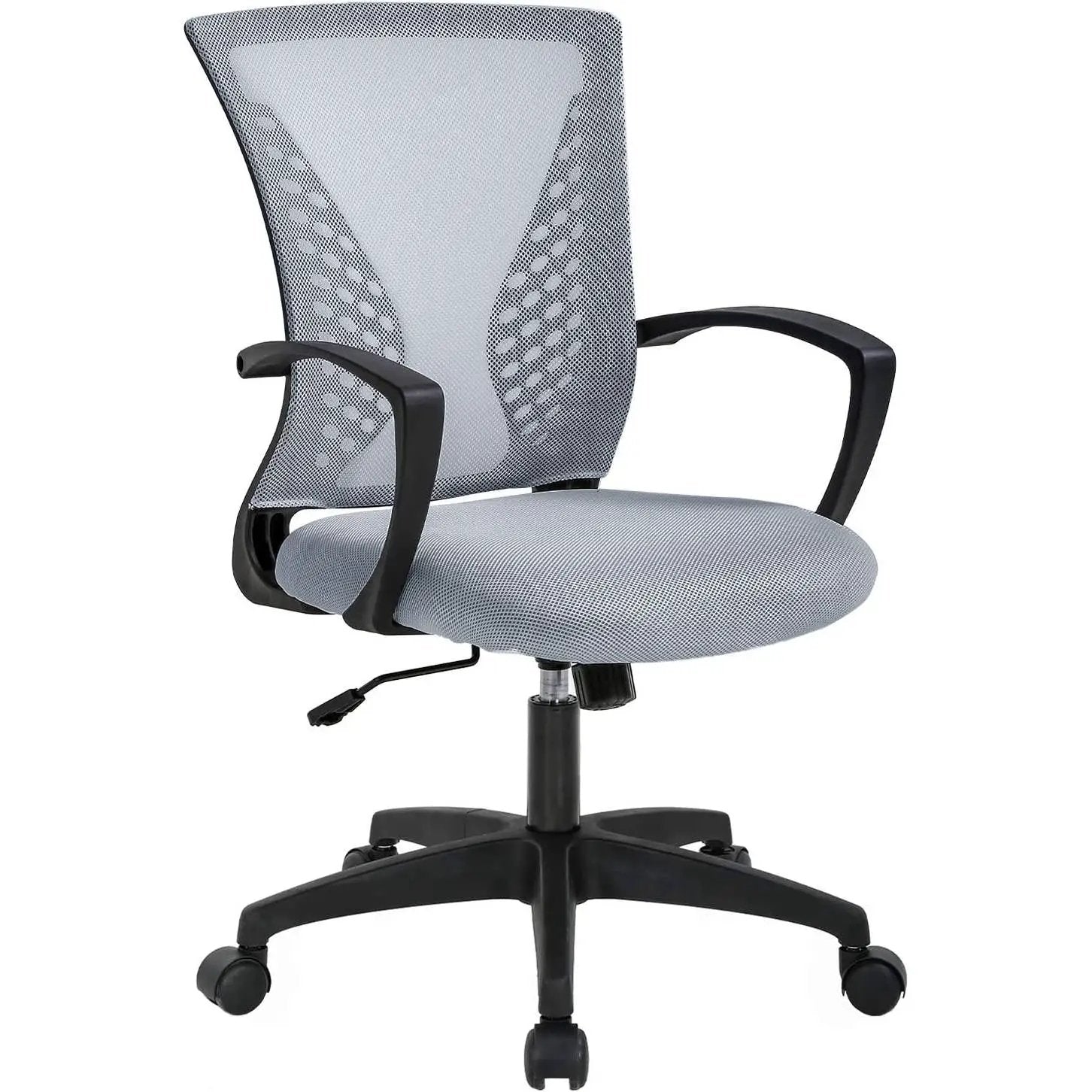 Gray Modern Mid-Back Ergonomic Mesh Office Desk Chair with Armrest on Wheels by HomePacific