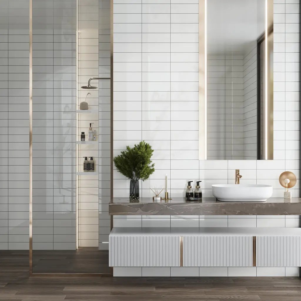 White 4x12 Polished Ceramic Subway Tile (34 pack, 10.4 sq ft/case) by Apollo Tile