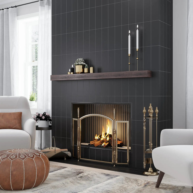 Black 4x12 Polished Ceramic Subway Tile (34 pack, 10.4 sq ft/case) by Apollo Tile