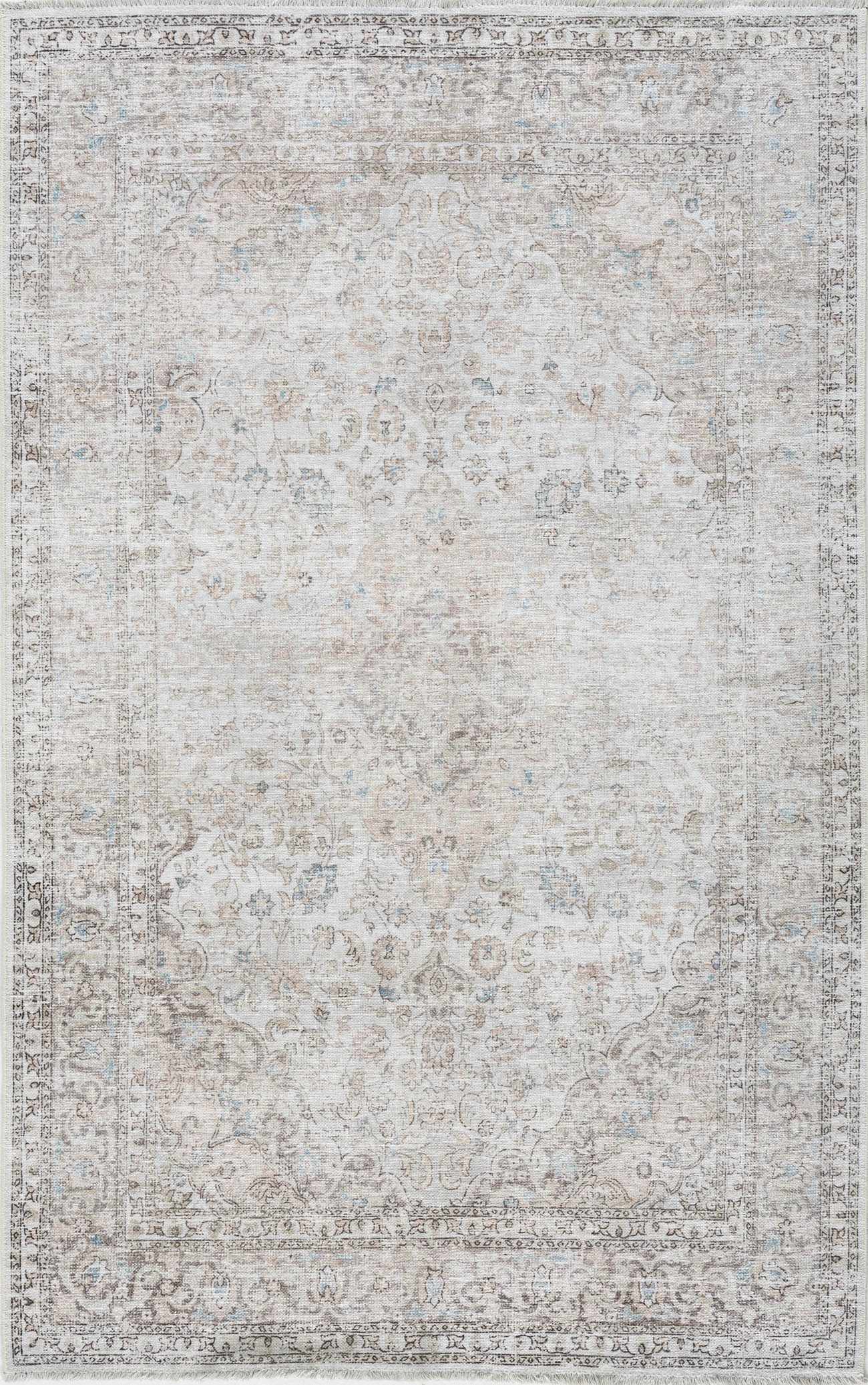 Cream Holi-2301 Washable Area Rug by Boutique Rugs