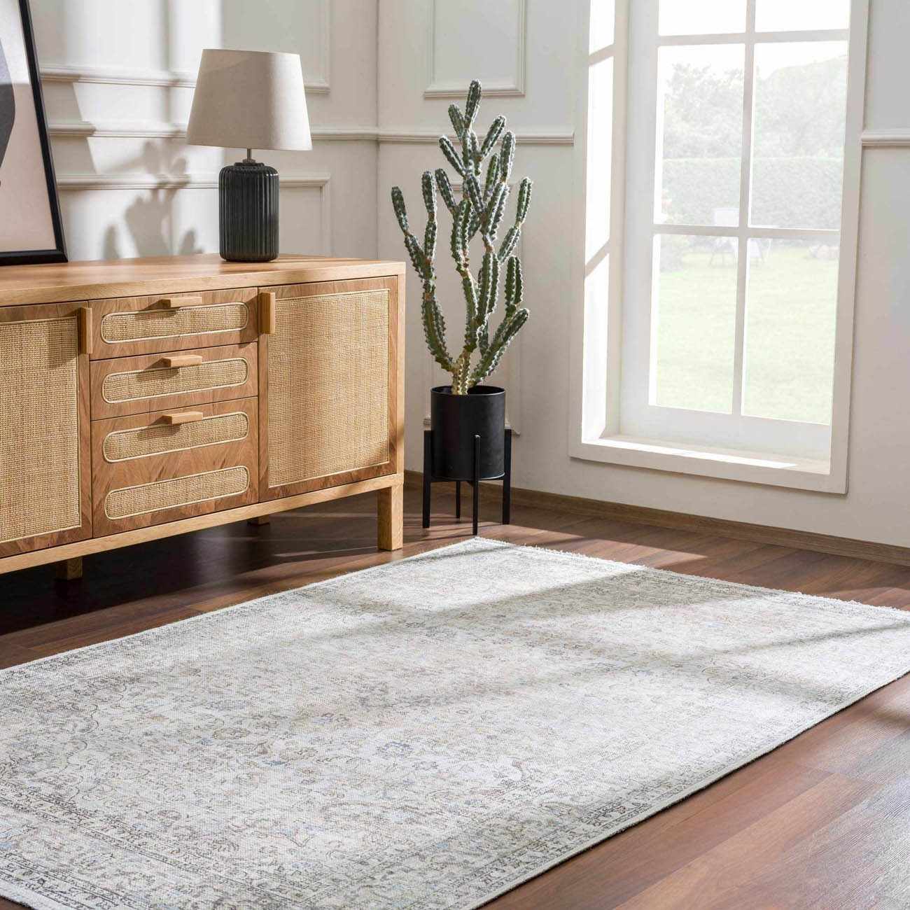 Cream Holi-2301 Washable Area Rug by Boutique Rugs