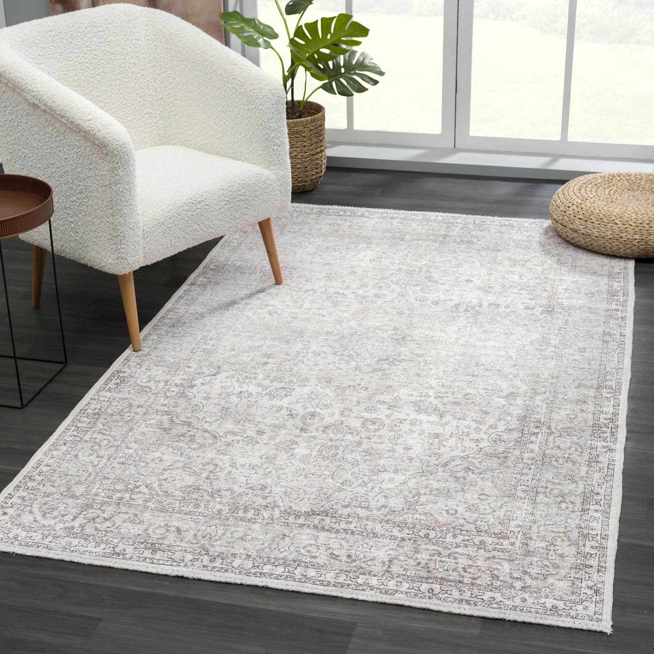 Cream Holi-2301 Washable Area Rug by Boutique Rugs
