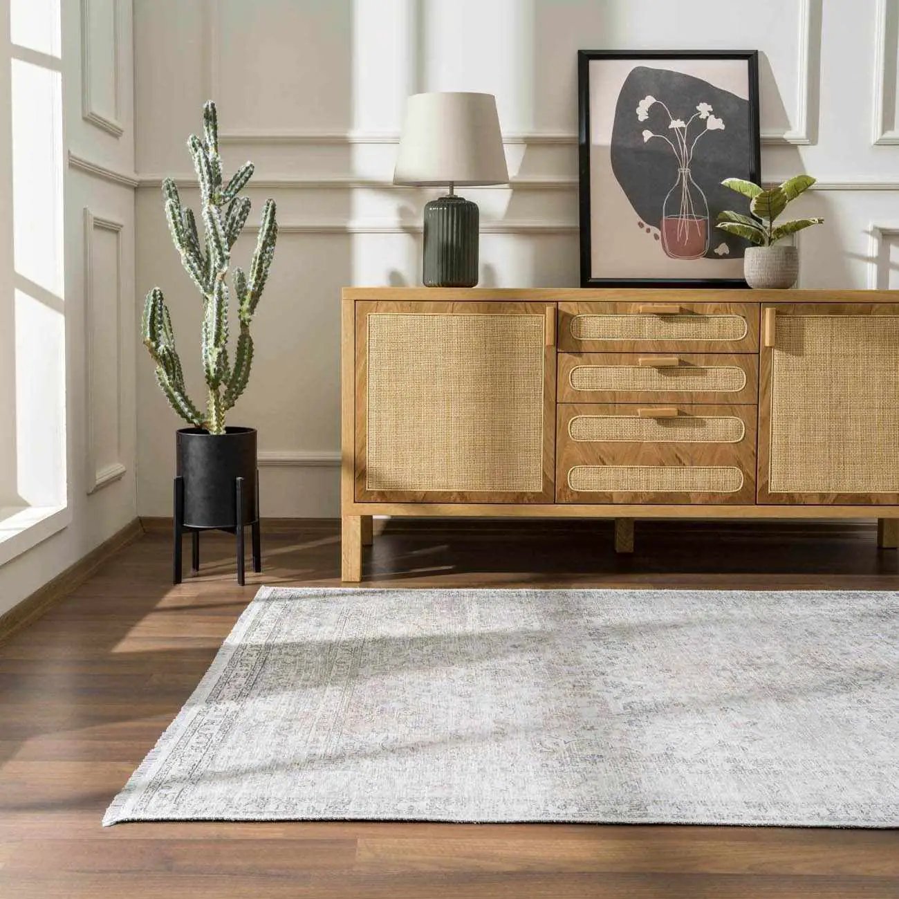 Cream Holi-2301 Washable Area Rug by Boutique Rugs