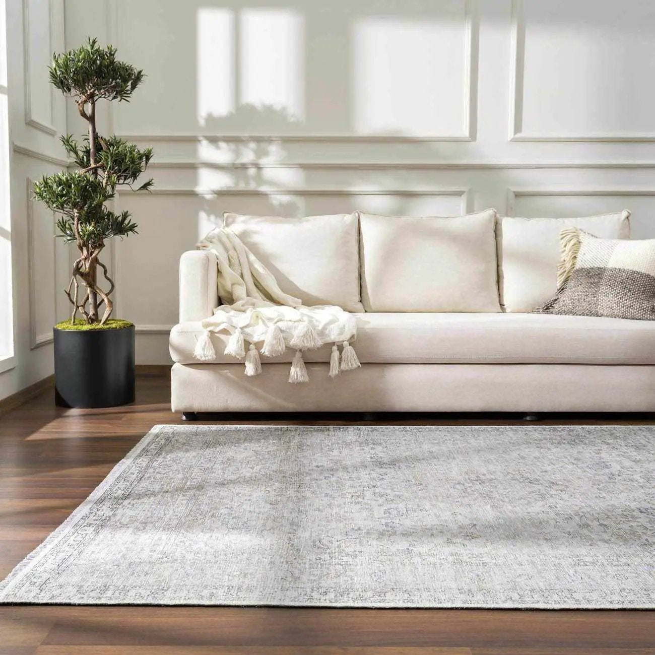 Cream Holi-2301 Washable Area Rug by Boutique Rugs
