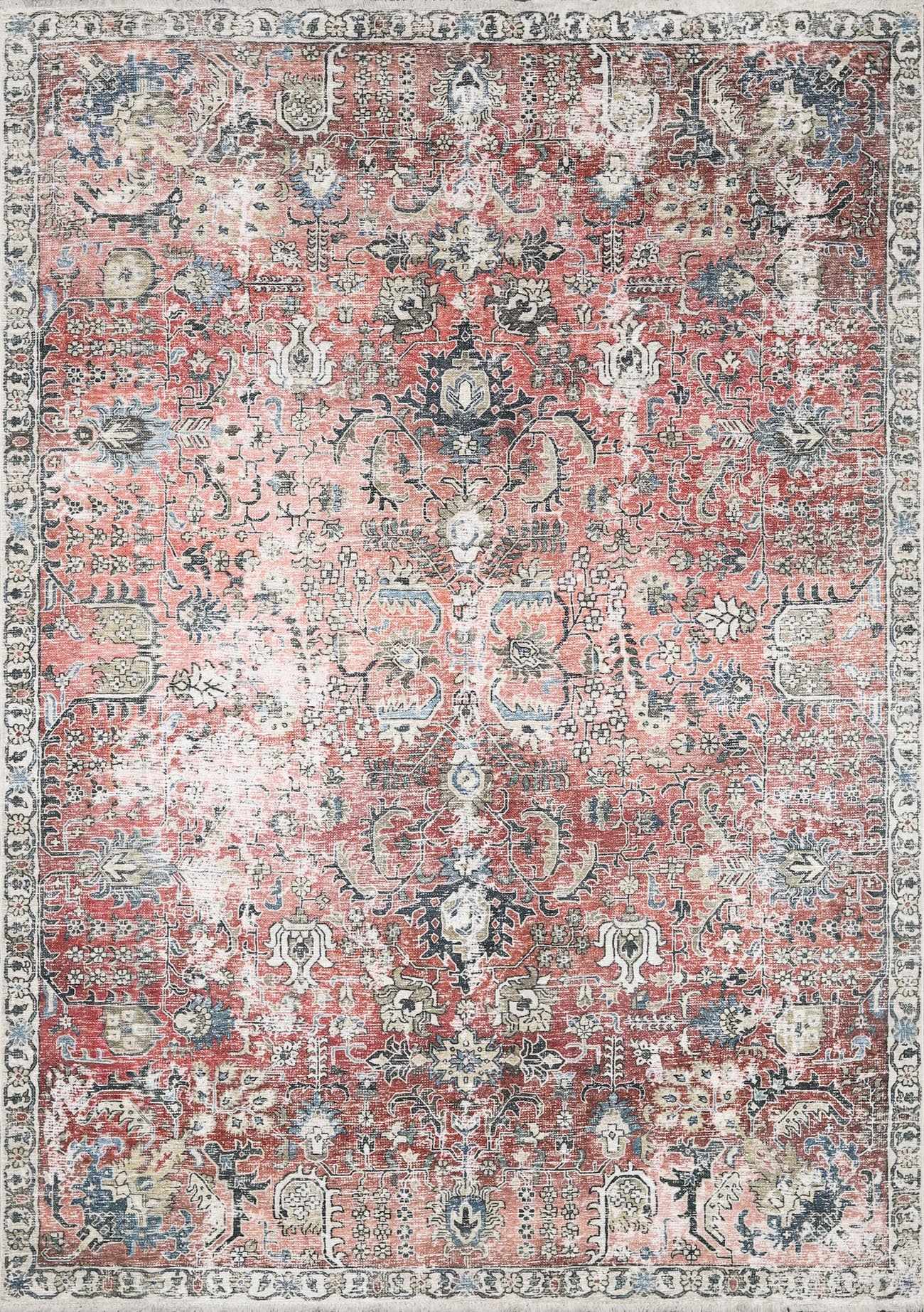 Burgundy Holi-2303 Washable Area Rug by Boutique Rugs