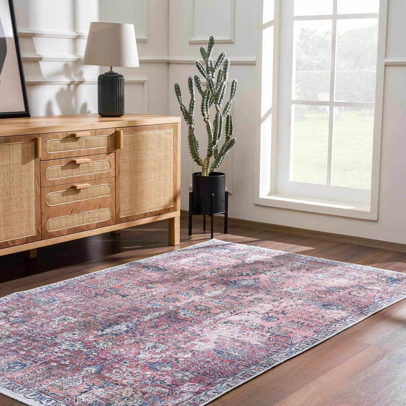Burgundy Holi-2303 Washable Area Rug by Boutique Rugs