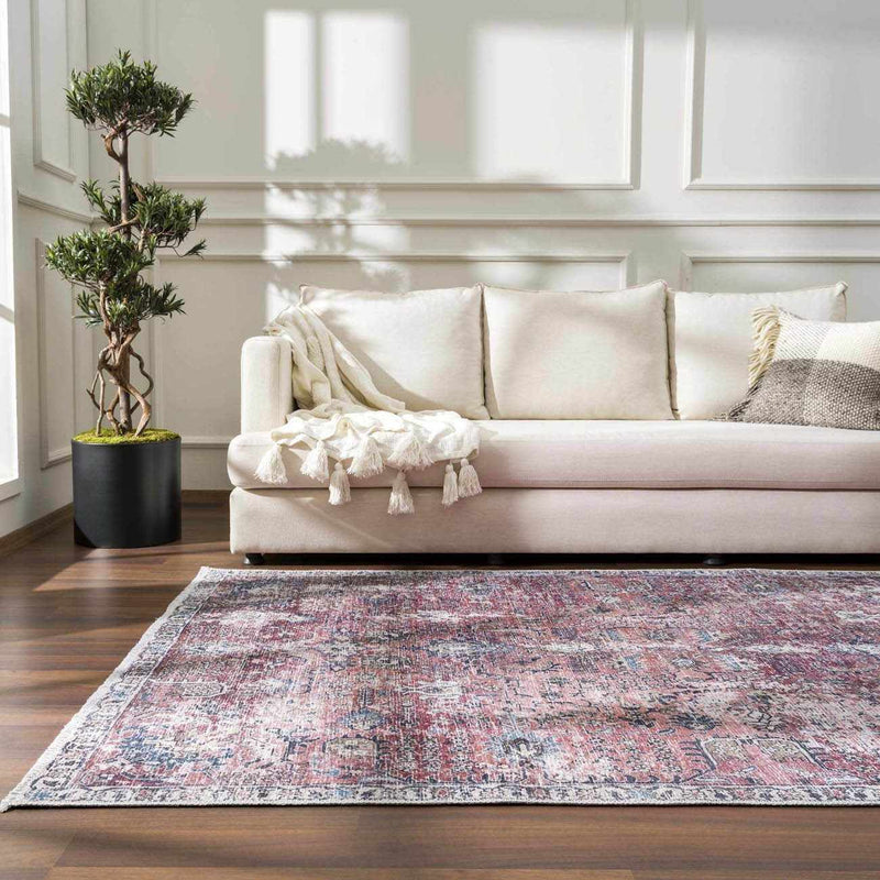 Burgundy Holi-2303 Washable Area Rug by Boutique Rugs