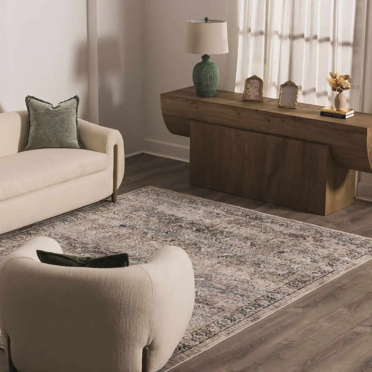Olive Holi-2304 Washable Area Rug by Boutique Rugs