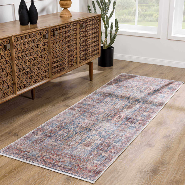 Burnt Orange Holi-2300 Washable Area Rug, installed in a room