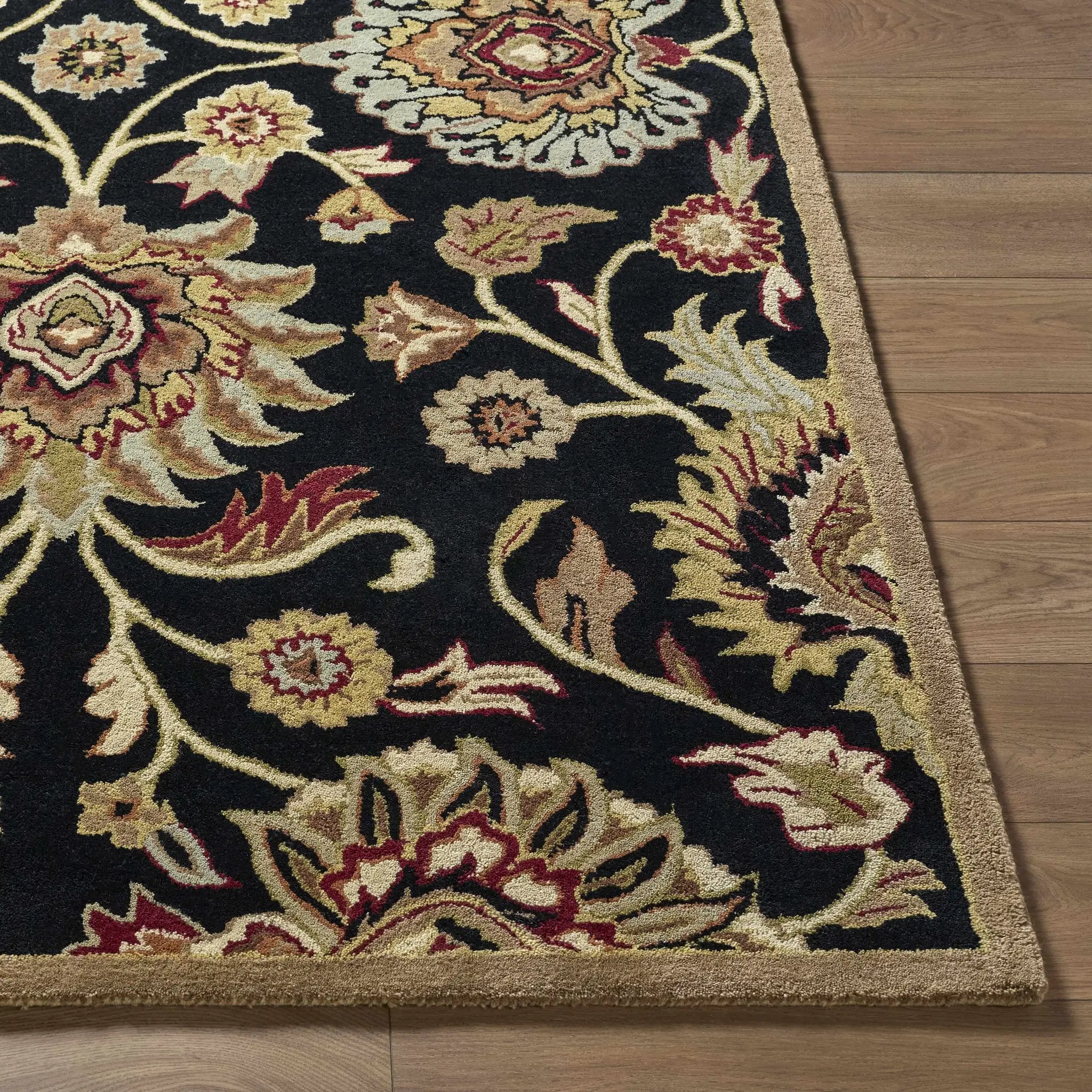 Conesus 1053 Hand Tufted Black Wool Rug by Boutique Rugs