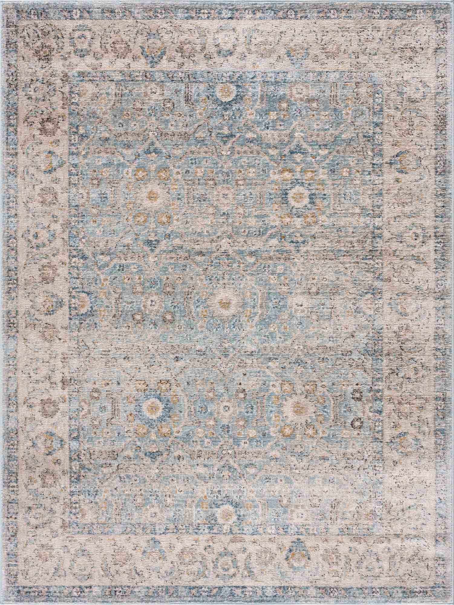 Anana Silver Blue & Beige Area Rug - Clearance by Boutique Rugs