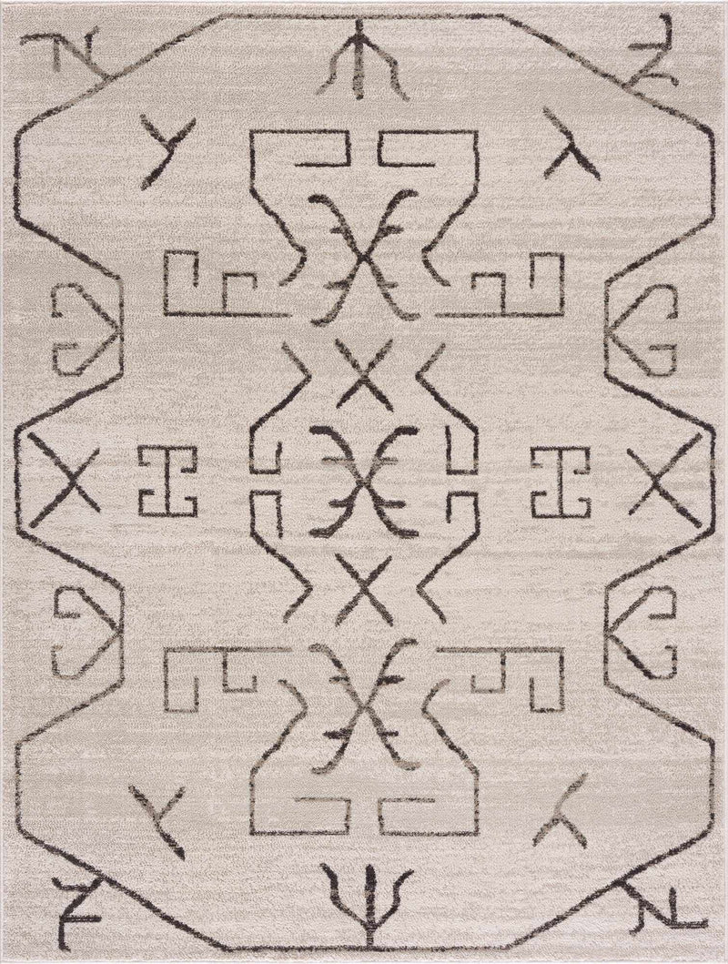 Azzan Cream & Charcoal Area Rug - Clearance by Boutique Rugs