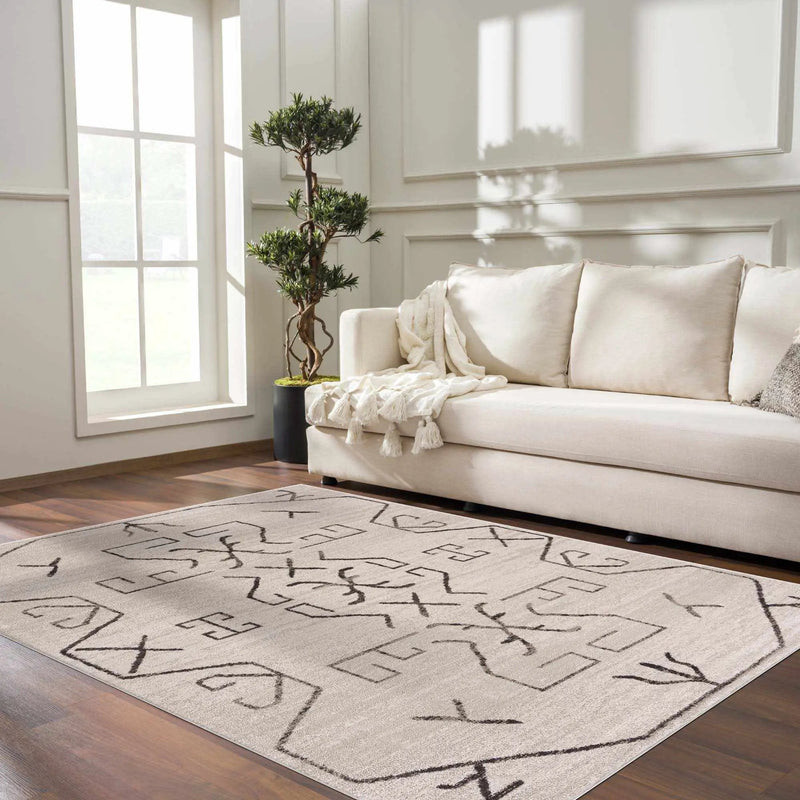 Azzan Cream & Charcoal Area Rug - Clearance by Boutique Rugs
