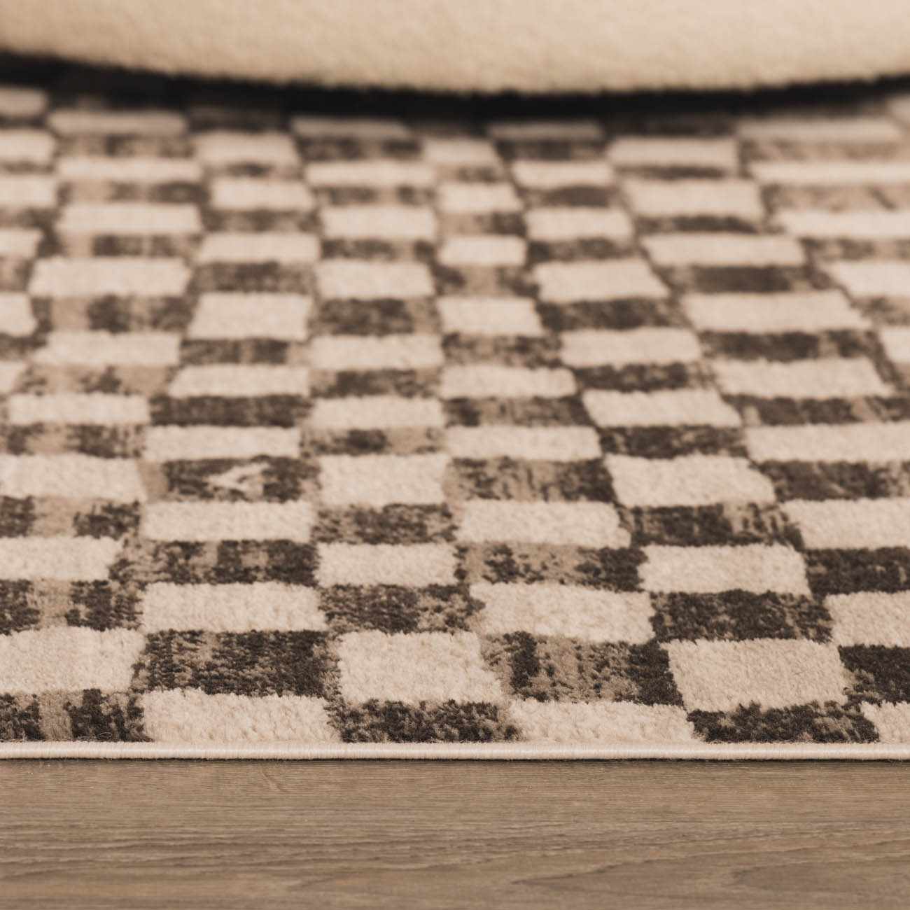 Benjy Cream & Charcoal Checkered Area Rug by Boutique Rugs