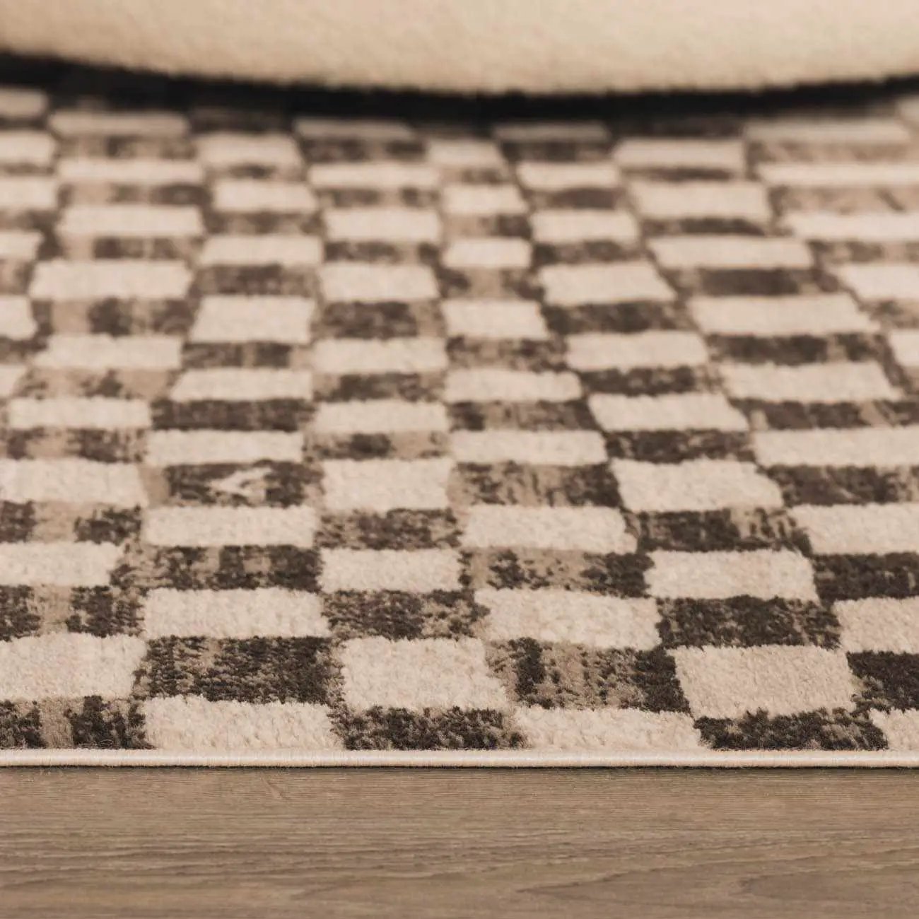 Benjy Cream & Charcoal Checkered Area Rug by Boutique Rugs