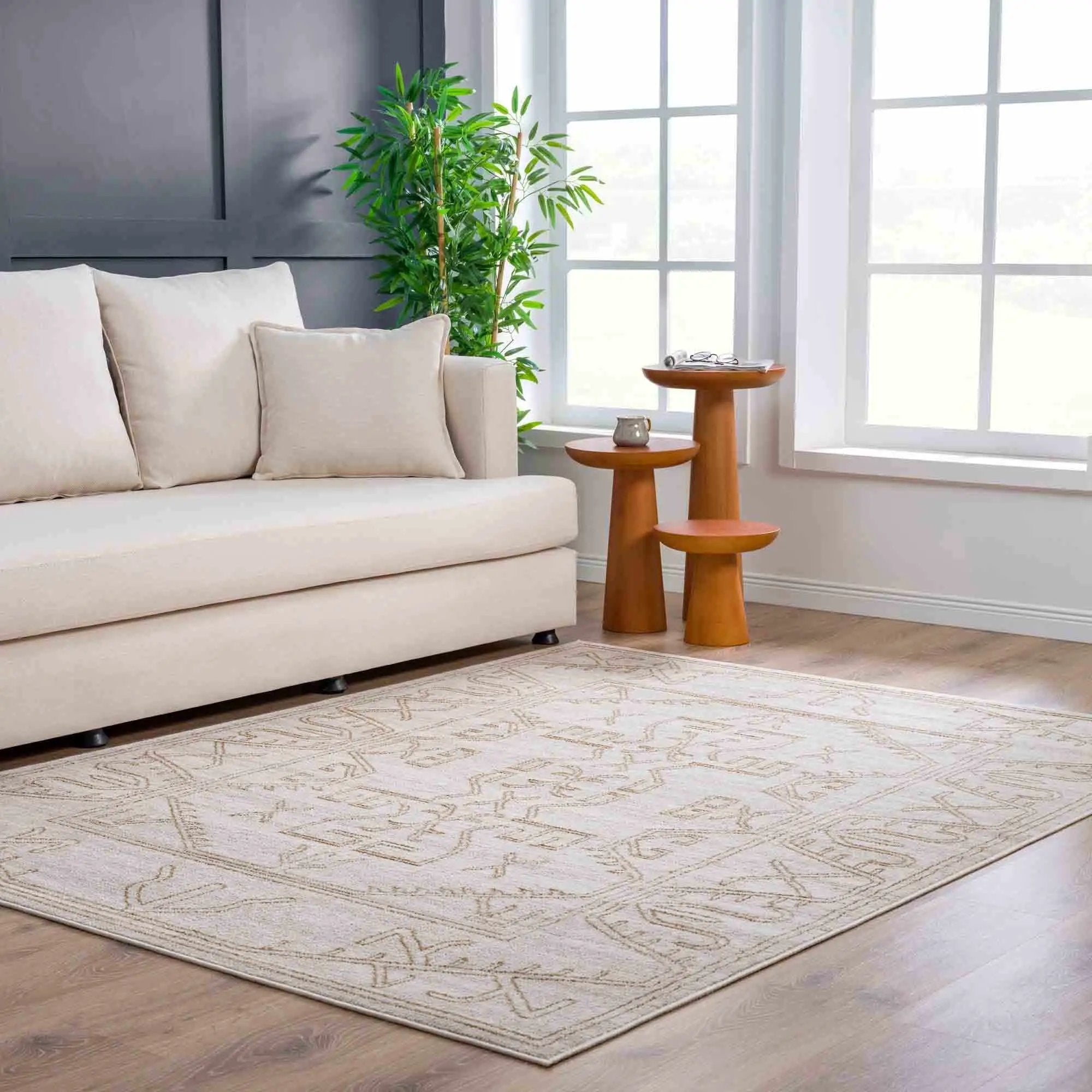Divya Cream & Gold Area Rug - Clearance by Boutique Rugs