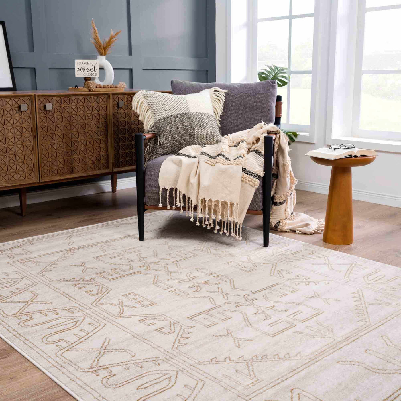 Divya Cream & Gold Area Rug - Clearance by Boutique Rugs