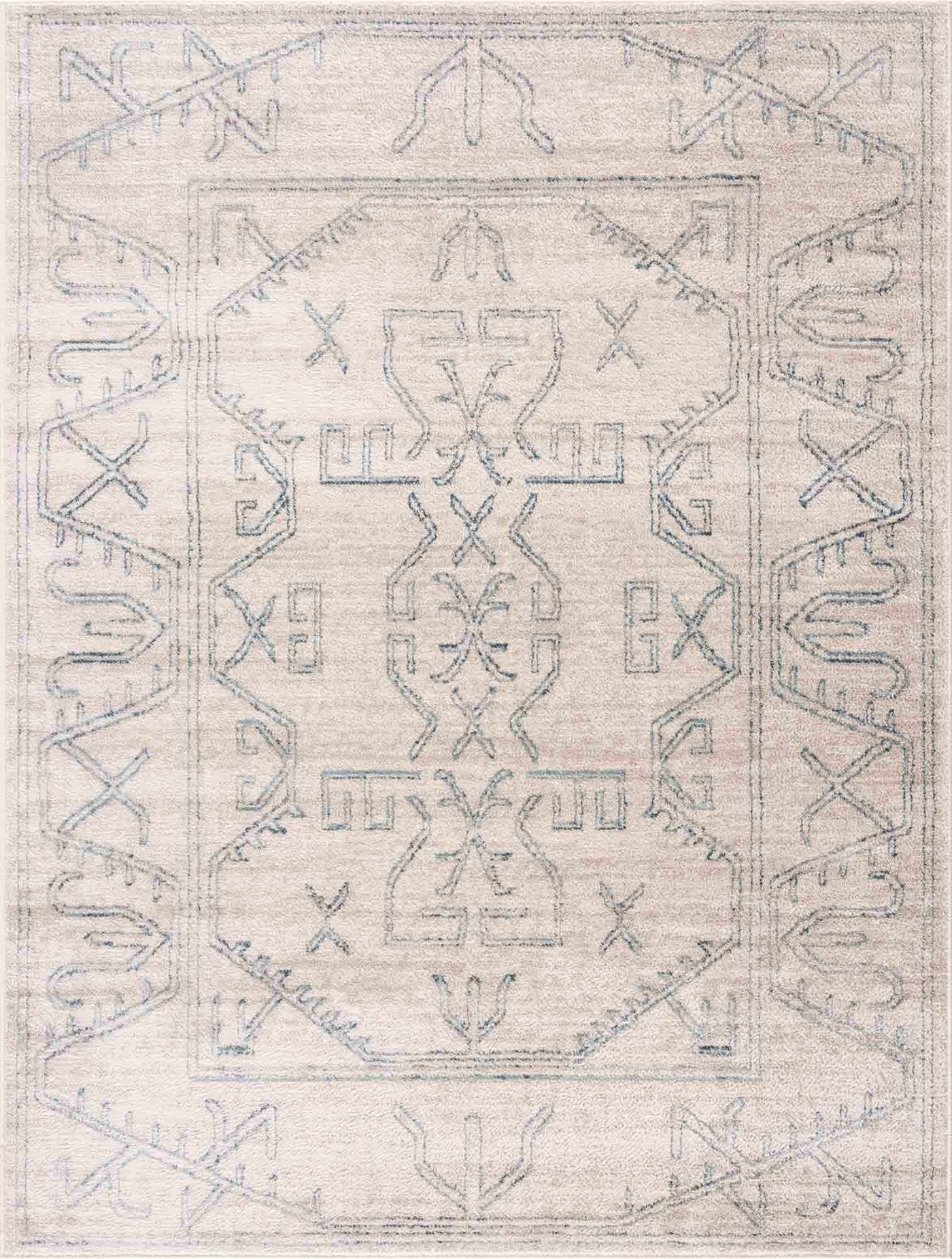 Divya Cream & Silver Blue Area Rug - Clearance by Boutique Rugs