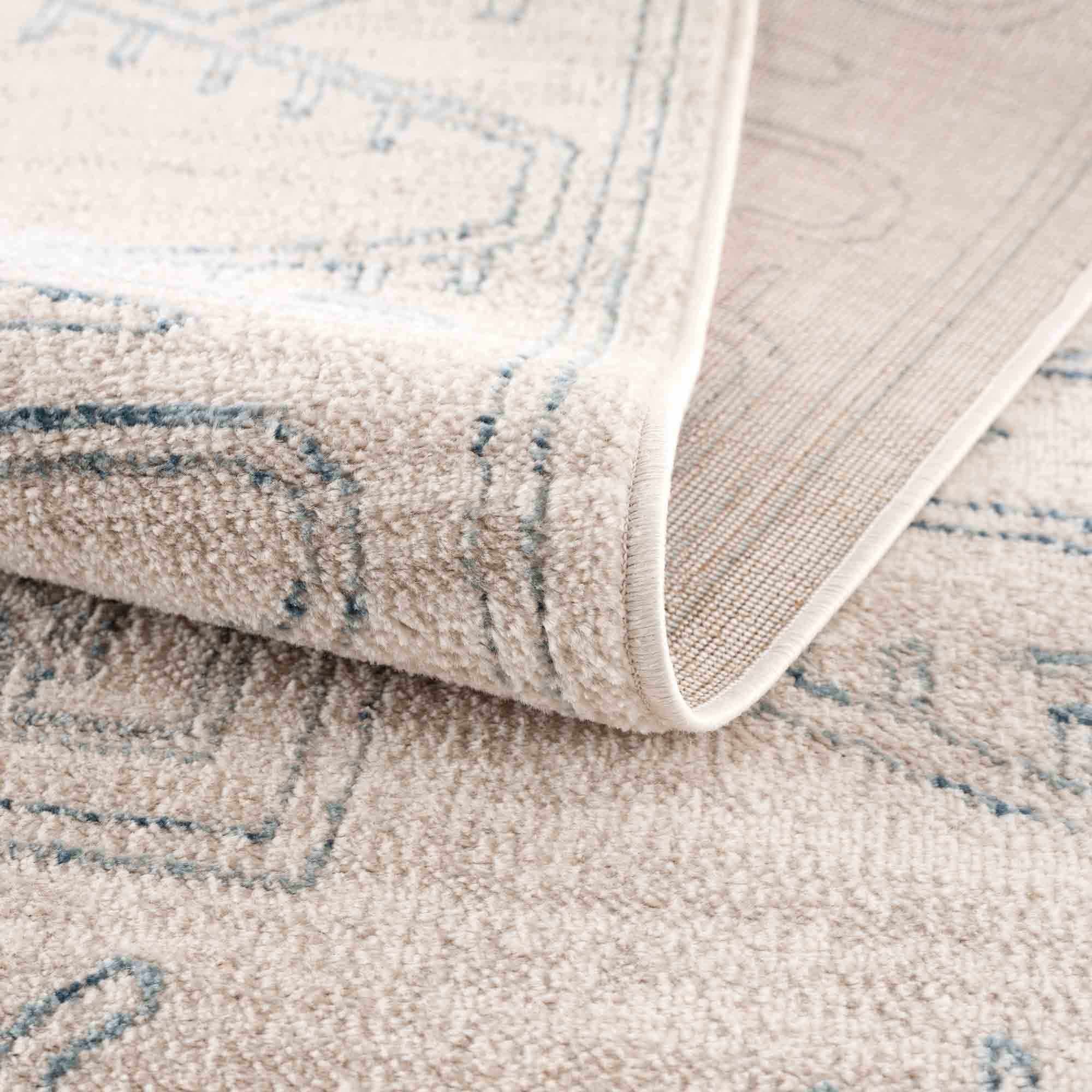 Divya Cream & Silver Blue Area Rug - Clearance by Boutique Rugs