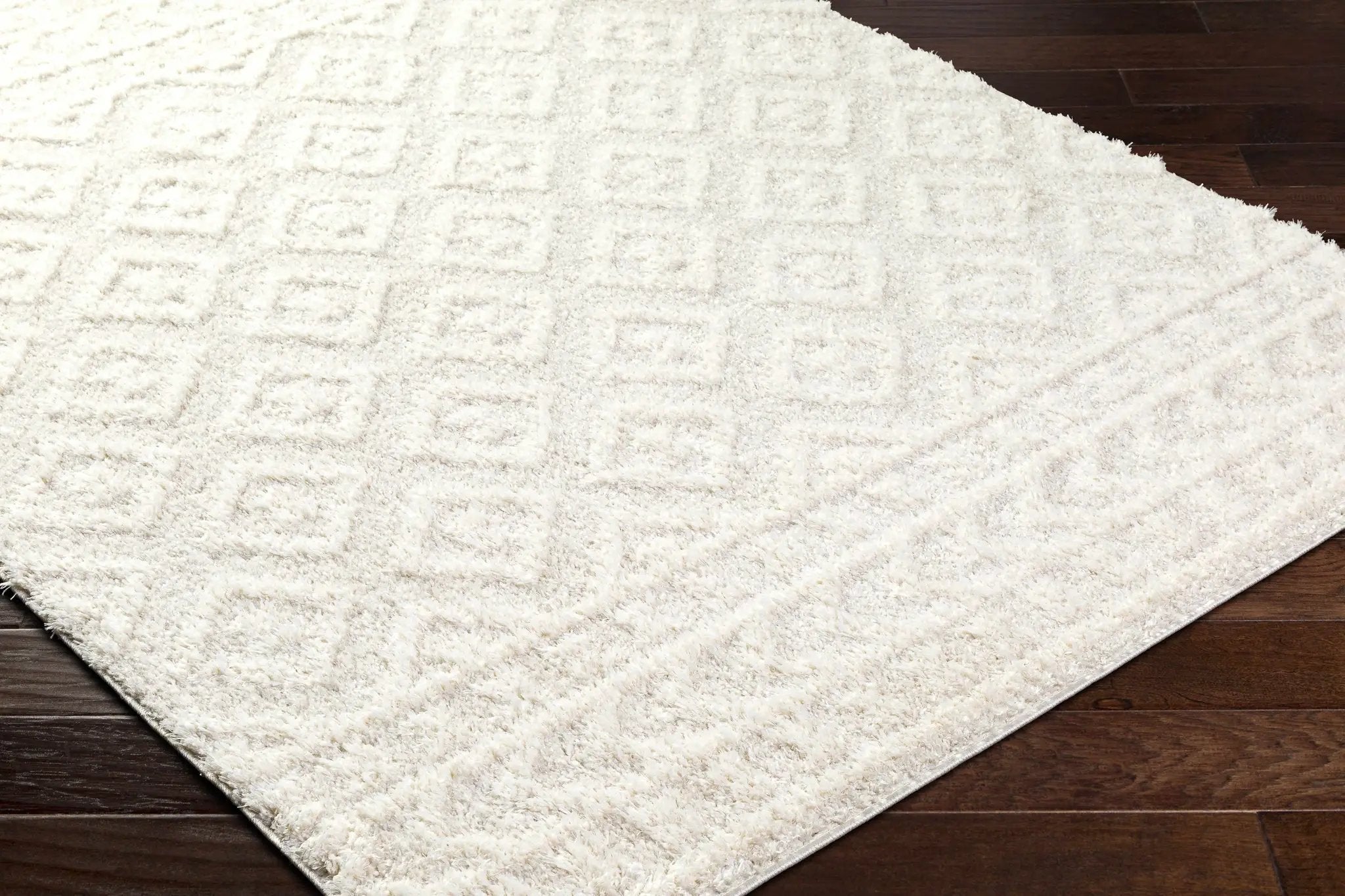 Eivin Cream Diamonds Plush Rug by Boutique Rugs