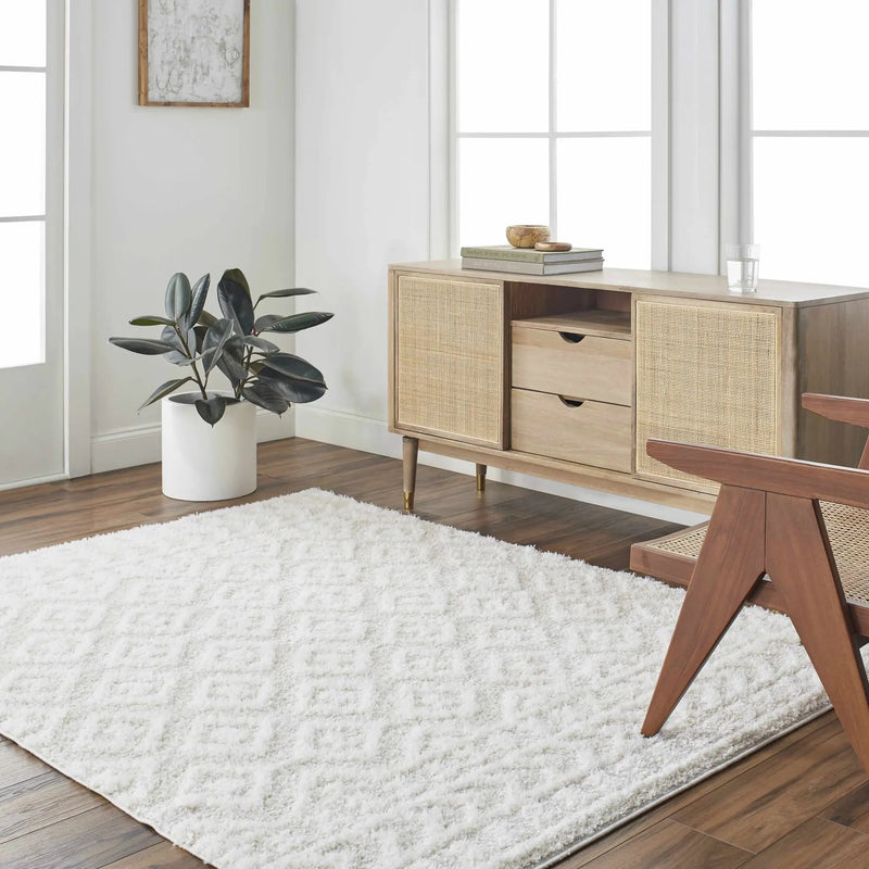 Eivin Cream Diamonds Plush Rug by Boutique Rugs