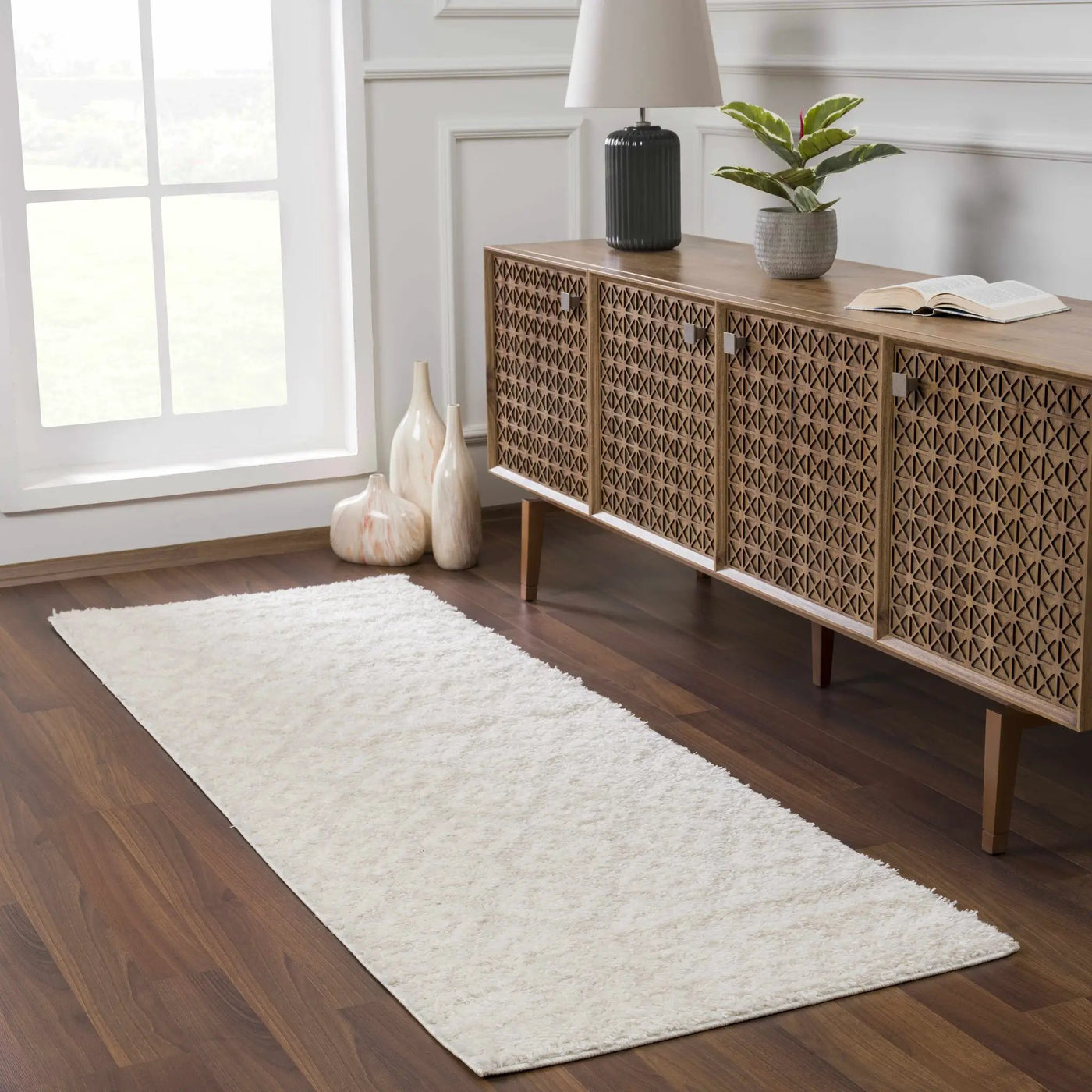 Eivin Cream Diamonds Plush Rug by Boutique Rugs
