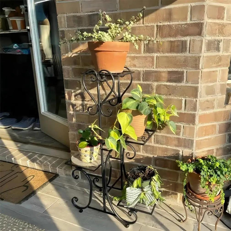 Elegant Black Metal 4-Shelf Plant Stand by HomePacific