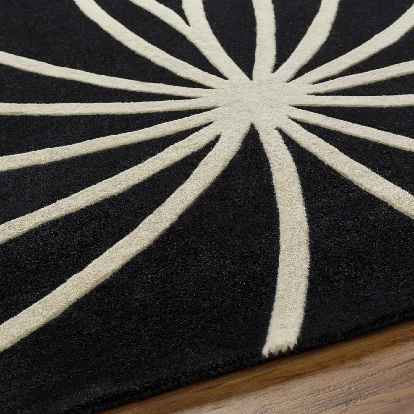 Davison Black Geometric Wool Carpet by Boutique Rugs