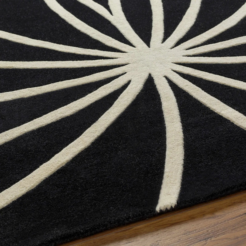 Davison Black Geometric Wool Carpet by Boutique Rugs