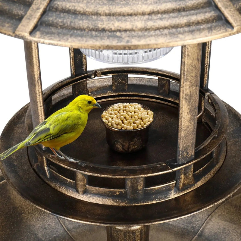 Outdoor Garden Birdbath in Bronze Finish with Solar Light by HomePacific