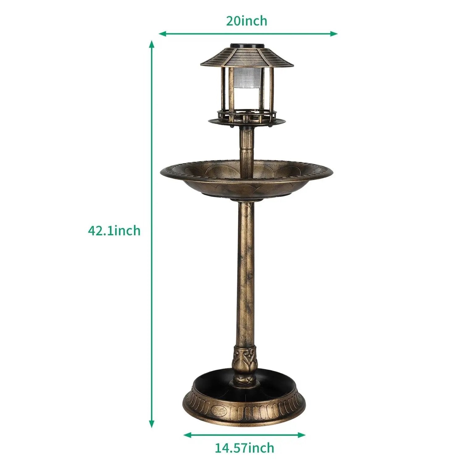 Outdoor Garden Birdbath in Bronze Finish with Solar Light by HomePacific