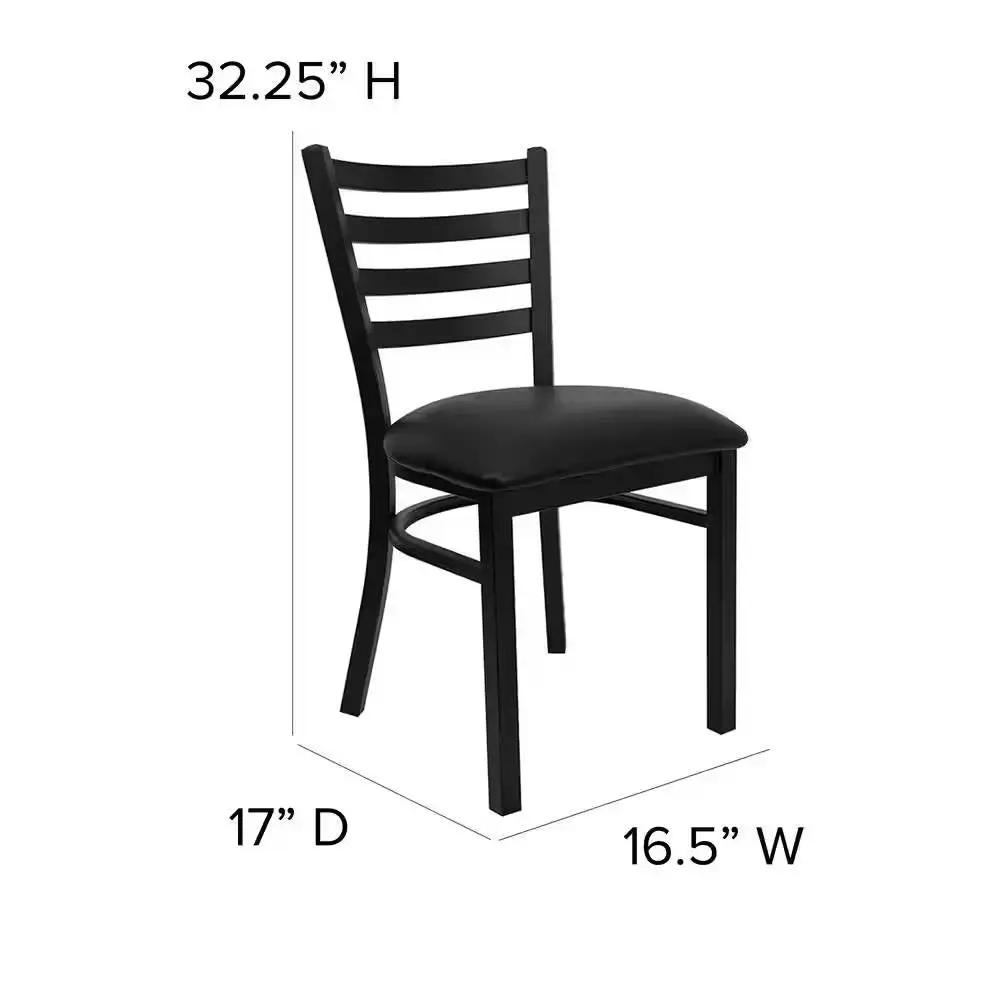 Black Metal Dining Chair with Slatted Back and Vinyl Seat by HomePacific