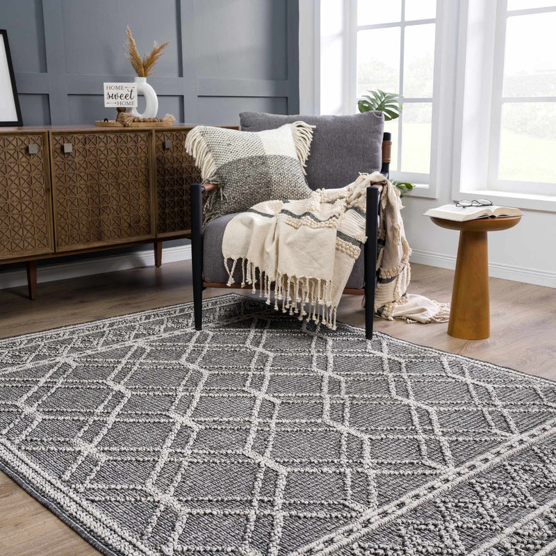 Diah Black & Bone Outdoor Area Rug - Clearance by Boutique Rugs