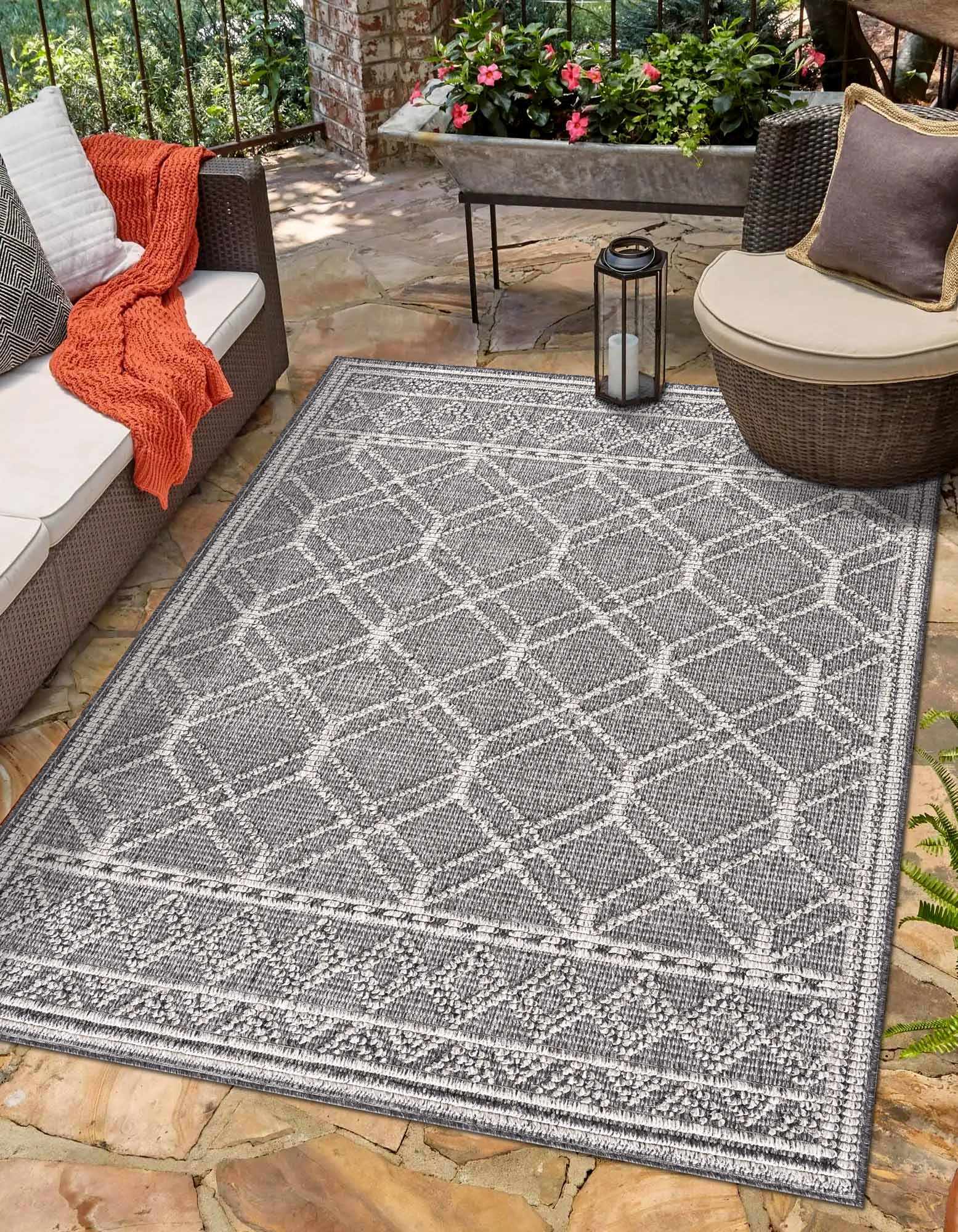 Diah Black & Bone Outdoor Area Rug - Clearance by Boutique Rugs