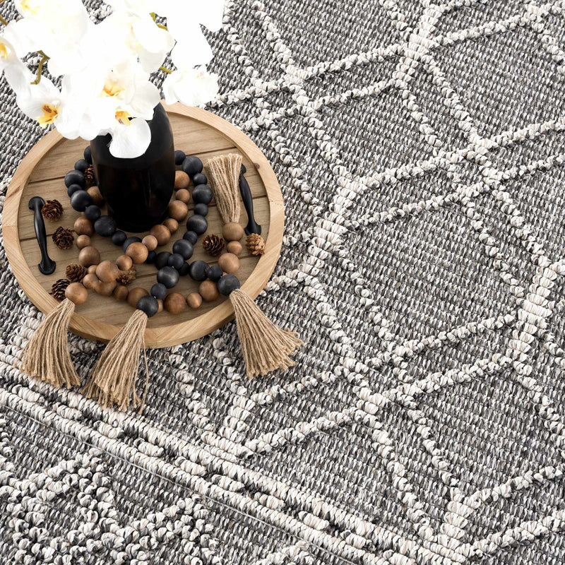 Diah Black & Bone Outdoor Area Rug - Clearance by Boutique Rugs